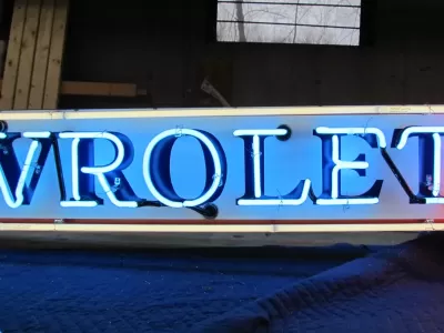 New Chevrolet Auto Sales Arrow Double-Sided Porcelain Neon Sign 6 FT W x 18" H