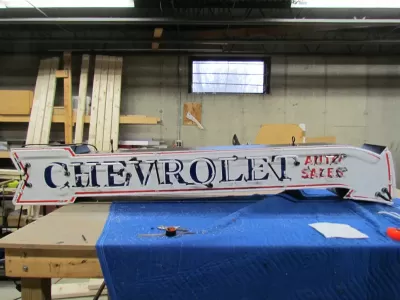 New Chevrolet Auto Sales Arrow Double-Sided Porcelain Neon Sign 6 FT W x 18" H