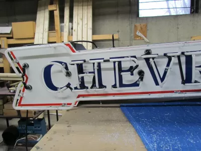 New Chevrolet Auto Sales Arrow Double-Sided Porcelain Neon Sign 6 FT W x 18" H