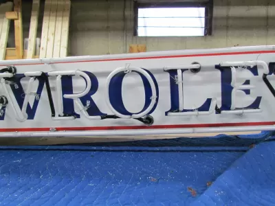 New Chevrolet Auto Sales Arrow Double-Sided Porcelain Neon Sign 6 FT W x 18" H