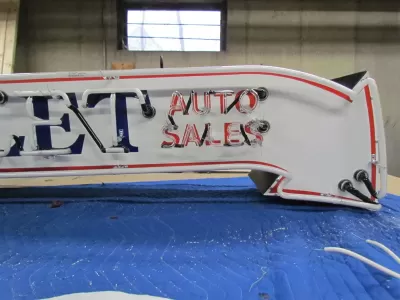 New Chevrolet Auto Sales Arrow Double-Sided Porcelain Neon Sign 6 FT W x 18" H