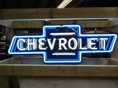 New Chevrolet Bowtie Single-Sided Porcelain Neon Sign 48"W x 16"H
