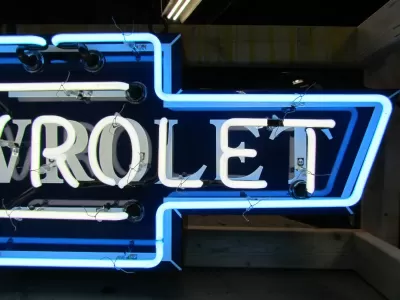 New Chevrolet Bowtie Single-Sided Porcelain Neon Sign 48"W x 16"H