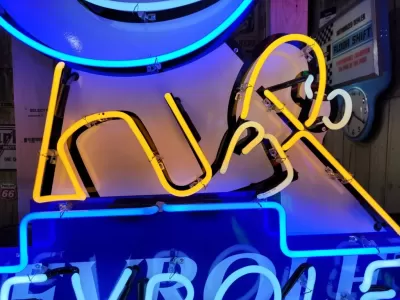 New Chevy Boy Porcelain Sign w/Neon 53 IN W x 48 IN H 