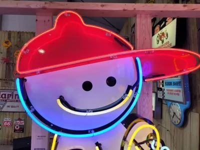 New Chevy Boy Porcelain Sign w/Neon 53 IN W x 48 IN H 