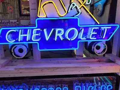 New Chevy Boy Porcelain Sign w/Neon 53 IN W x 48 IN H 
