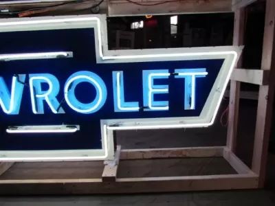 New Chevrolet Bowtie Porcelain Neon Sign - 108" W 39" H