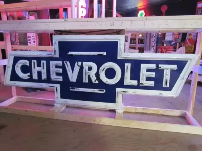New Chevrolet Bowtie Porcelain Neon Sign - 108" W 39" H
