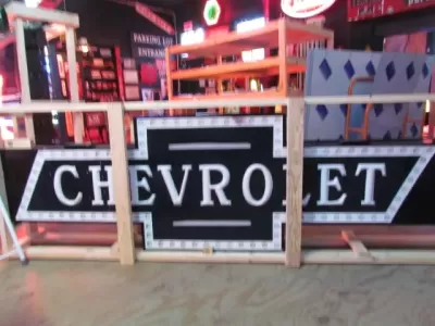 Original Professionally Restored Milkglass Double-Sided Chevrolet Bowtie Sign 1920s-1930's / 9 FT W x 35 IN H