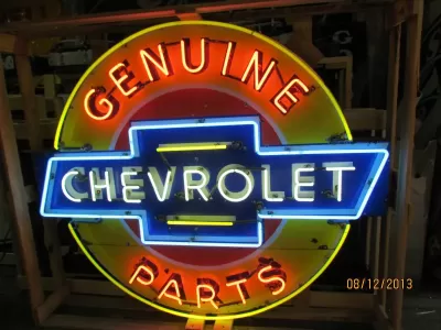 New Chevrolet Genuine Parts Porcelain Neon Sign 48" Diameter
