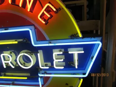 New Chevrolet Genuine Parts Porcelain Neon Sign 48" Diameter