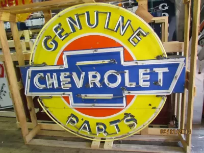 New Chevrolet Genuine Parts Porcelain Neon Sign 48" Diameter