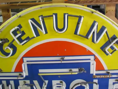 New Chevrolet Genuine Parts Porcelain Neon Sign 48" Diameter