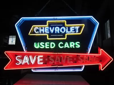 New Chevy "Save" Animated Porcelain Neon 72"W x 36"H