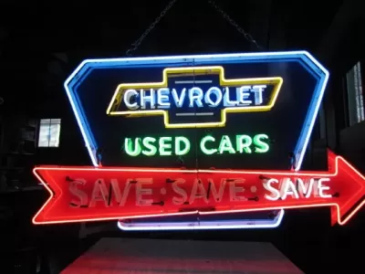 New Chevy "Save" Animated Porcelain Neon 72"W x 36"H