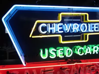 New Chevy "Save" Animated Porcelain Neon 72"W x 36"H