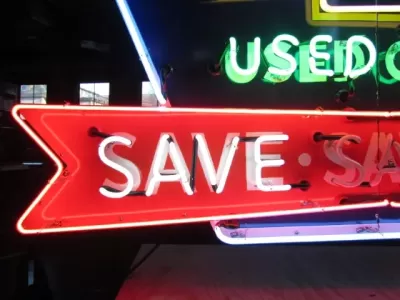 New Chevy "Save" Animated Porcelain Neon 72"W x 36"H