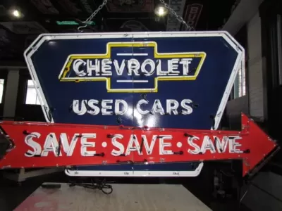 New Chevy "Save" Animated Porcelain Neon 72"W x 36"H