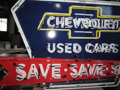 New Chevy "Save" Animated Porcelain Neon 72"W x 36"H