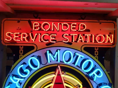 New Chicago/AAA Porcelain Neon Sign 36"W x 43"H