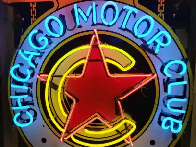 New Chicago/AAA Porcelain Neon Sign 36"W x 43"H