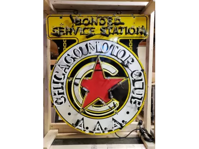 New Chicago/AAA Porcelain Neon Sign 36"W x 43"H