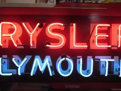New Chrysler Plymouth Double-Sided Porcelain Neon Sign 77"W x 29"H