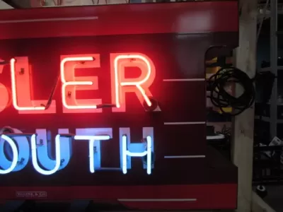 New Chrysler Plymouth Double-Sided Porcelain Neon Sign 77"W x 29"H