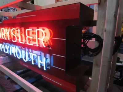 New Chrysler Plymouth Double-Sided Porcelain Neon Sign 77"W x 29"H