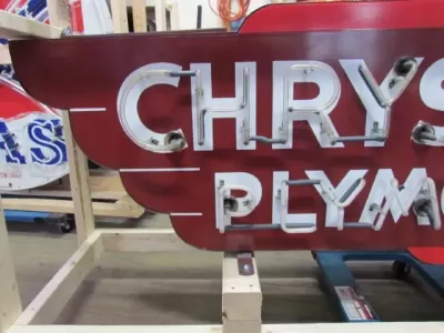 New Chrysler Plymouth Double-Sided Porcelain Neon Sign 77"W x 29"H