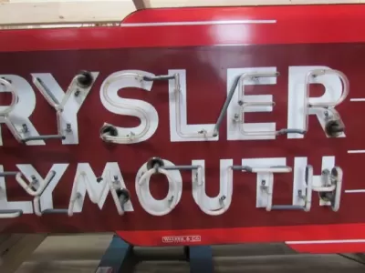 New Chrysler Plymouth Double-Sided Porcelain Neon Sign 77"W x 29"H