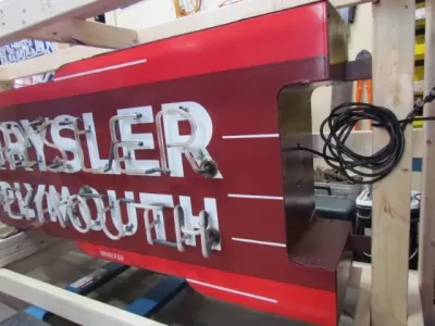 New Chrysler Plymouth Double-Sided Porcelain Neon Sign 77"W x 29"H