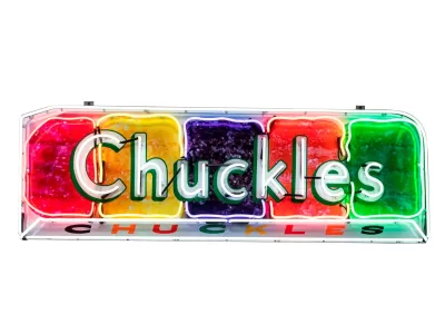 New Chuckles Candy Wrapper Painted Neon Sign 79 IN W x 26 IN H