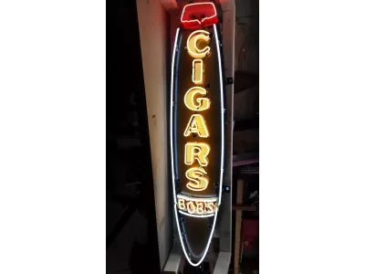New 5 FT Cigars Single-Sided Painted Sign with Neon (Your Name)