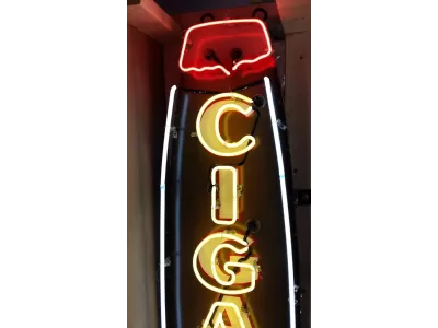 New 5 FT Cigars Single-Sided Painted Sign with Neon (Your Name)