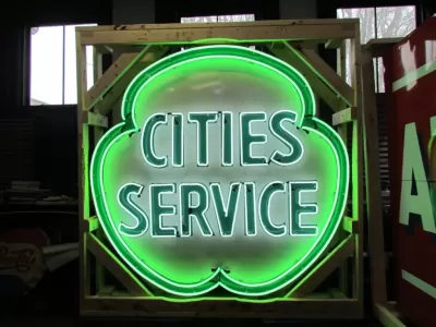 Original Cities Service Porcelain Neon Sign 72" Diameter