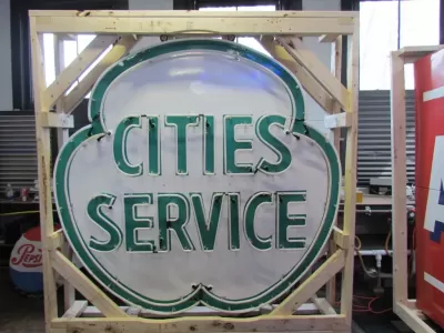 Original Cities Service Porcelain Neon Sign 72" Diameter