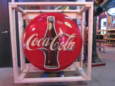 Original Coca-Cola 48" Button Porcelain Neon Sign