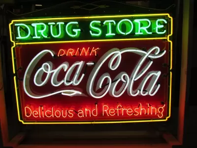 New Coca-Cola Drug Store Porcelain Neon Sign 60"x46"