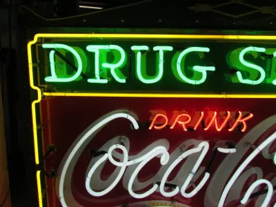 New Coca-Cola Drug Store Porcelain Neon Sign 60"x46"