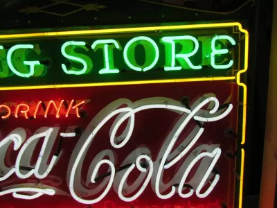 New Coca-Cola Drug Store Porcelain Neon Sign 60"x46"