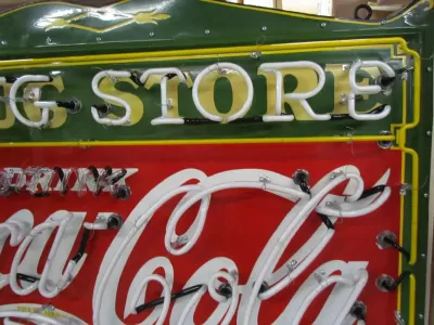 New Coca-Cola Drug Store Porcelain Neon Sign 60"x46"