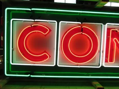 Original CONOCO Tin Painted Sign with Neon 10 FT x 3 FT