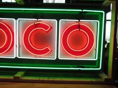 Original CONOCO Tin Painted Sign with Neon 10 FT x 3 FT