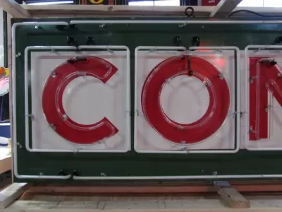 Original CONOCO Tin Painted Sign with Neon 10 FT x 3 FT