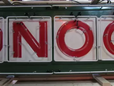 Original CONOCO Tin Painted Sign with Neon 10 FT x 3 FT