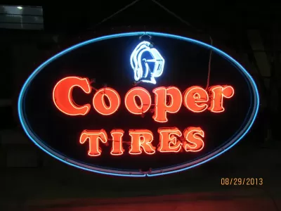 New Cooper Tires Porcelain Neon Sign 48"W x 30"H