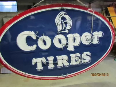 New Cooper Tires Porcelain Neon Sign 48"W x 30"H