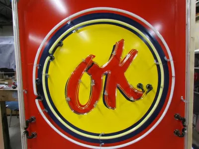 New OK Used Corvette Keytag Porcelain Neon Sign 40"W x 72"H