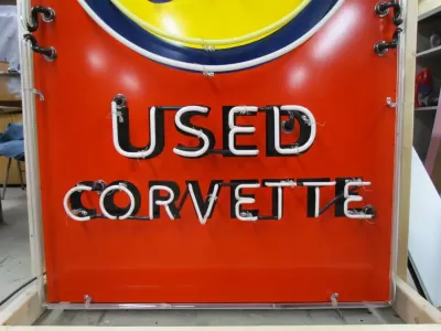 New OK Used Corvette Keytag Porcelain Neon Sign 40"W x 72"H